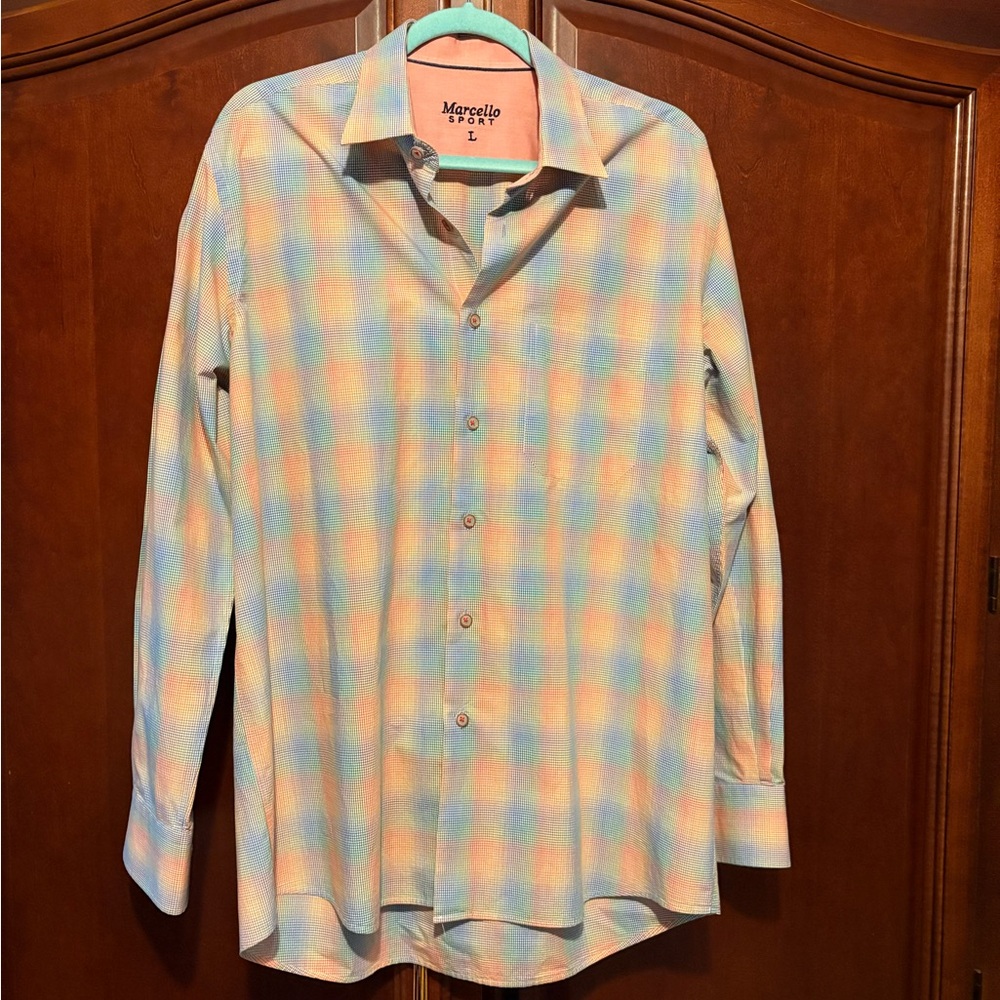 Marcello Sport Multicolor Button Down Plaid Dress Shirt
